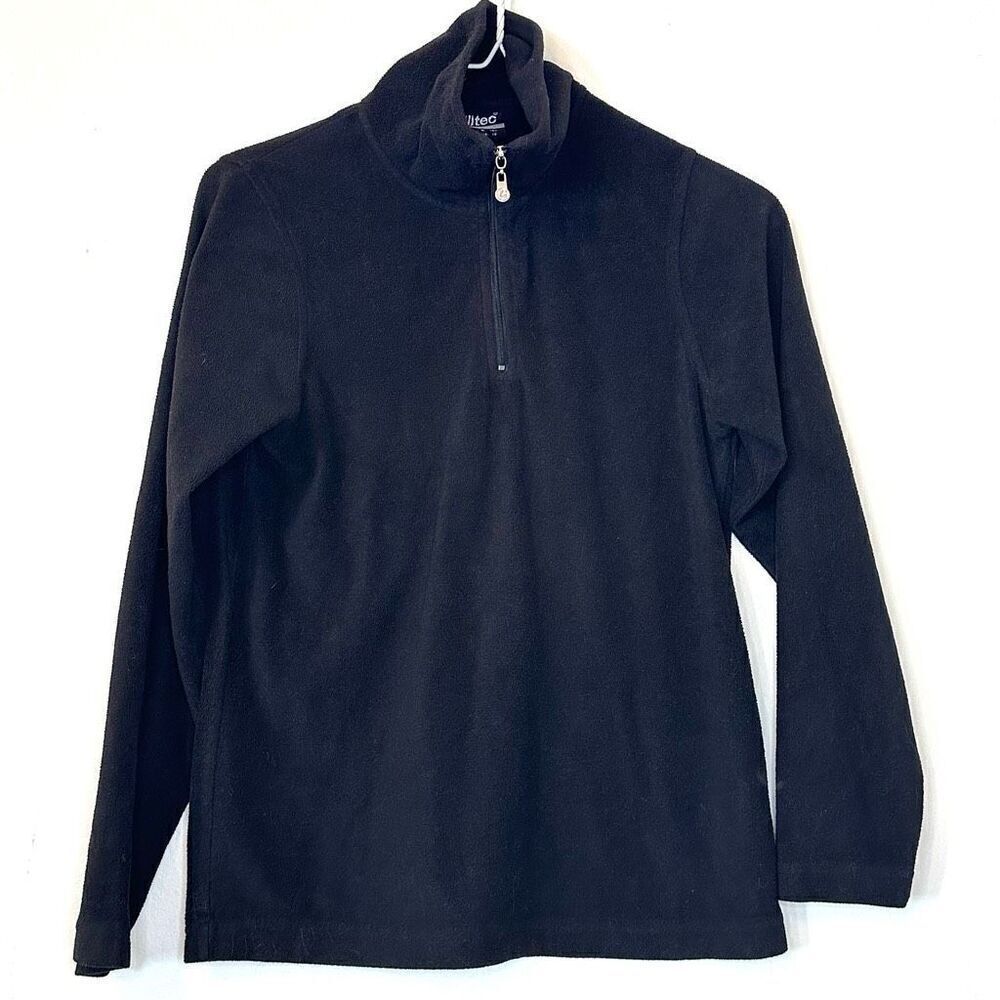 Killtec Mock Neck 1/4 Zip Up Baselayer Pullover Black Fleece Jacket Size 12